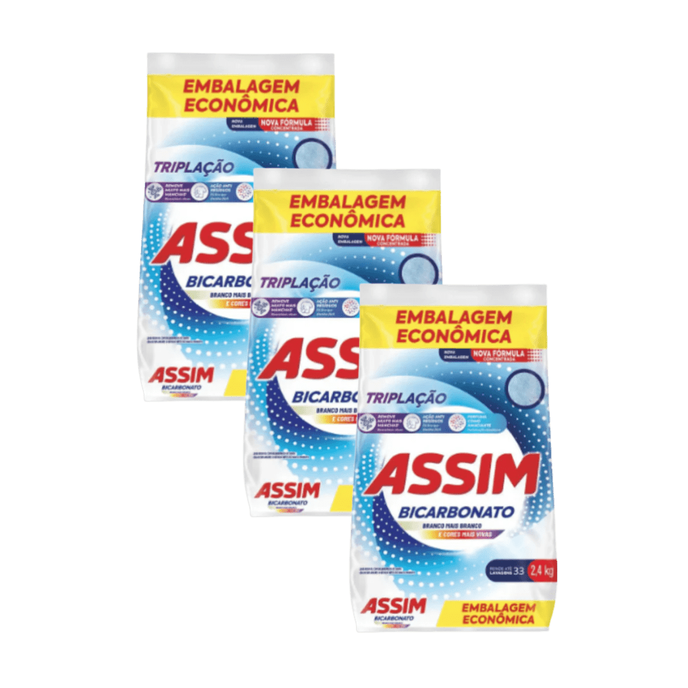 Kit 3 Pacotes de Sabão em Pó Assim Triplação Econômico 800g - e - dona