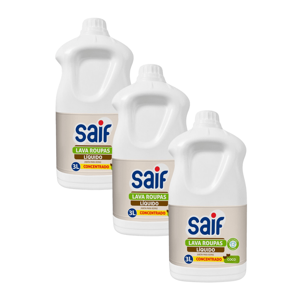 Kit 3 Sabões Líquidos de Coco SAIF 3L Cada - e - dona