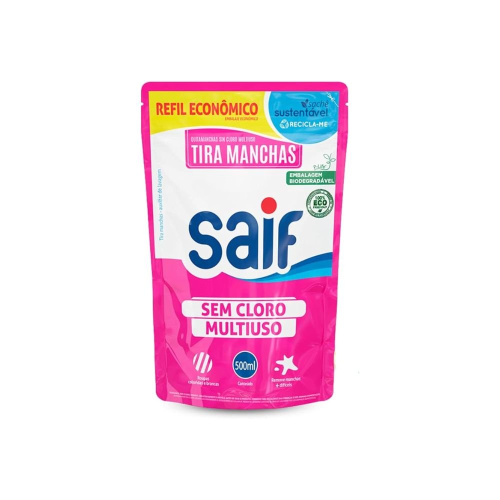 Kit 3 Unidades Alvejante S/ Cloro Refil 500ml Saif - e - dona