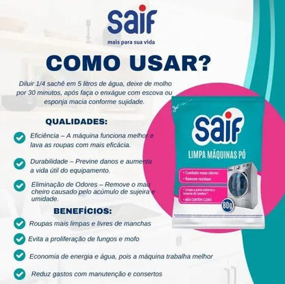 Kit 3 Unidades Limpa Máquinas Pó 80g Saif - e - dona