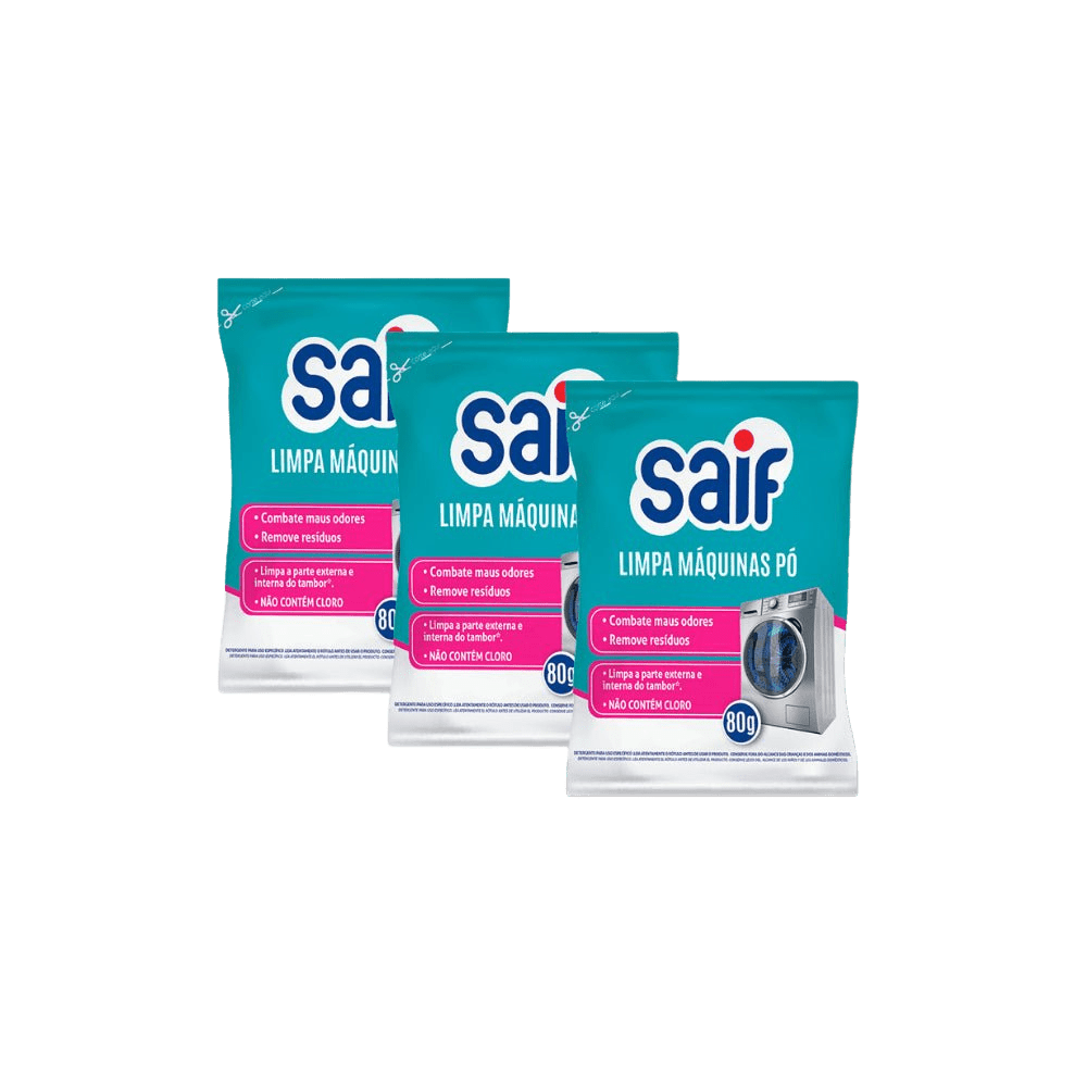 Kit 3 Unidades Limpa Máquinas Pó 80g Saif - e - dona