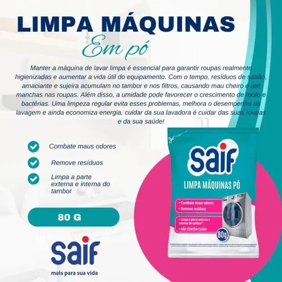 Kit 3 Unidades Limpa Máquinas Pó 80g Saif - e - dona