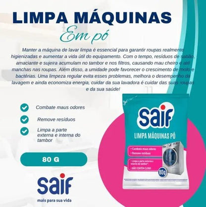 Kit 3 Unidades Limpa Máquinas Pó 80g Saif - e - dona
