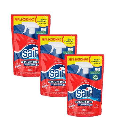 Kit 3 Unidades Tira Mofo Refil 500ml Saif - e - dona