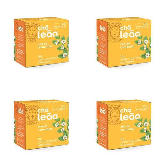 Kit 4 Chás Leão Camomila com 10 sachês - e - dona