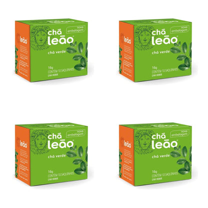 Kit 4 Chás verde natural Leão com 10 sachês - e - dona