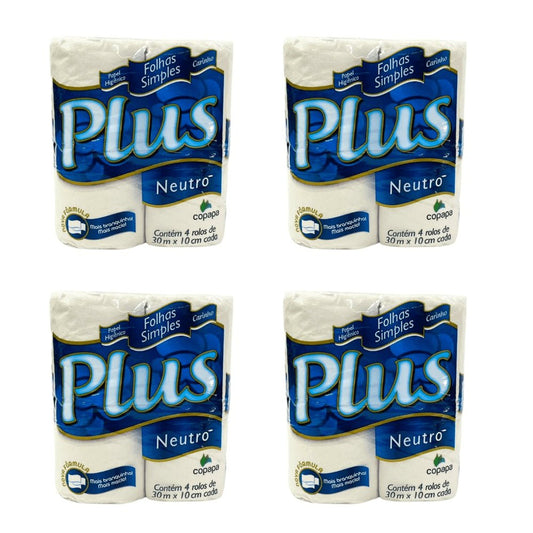Kit 4 Pacotes de Papel Higiênico folha simples Carinho Plus com 4 rolos de 30 metros - e - dona