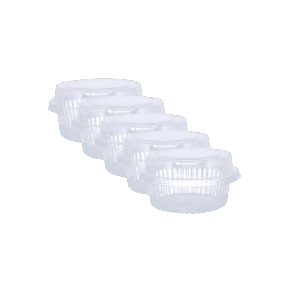 Kit 5 Pacotes de Embalagem de Doce C/ Tampa Redonda 170ml G640SF Transparente C/ 10 Unidades Galvanotek - e - dona