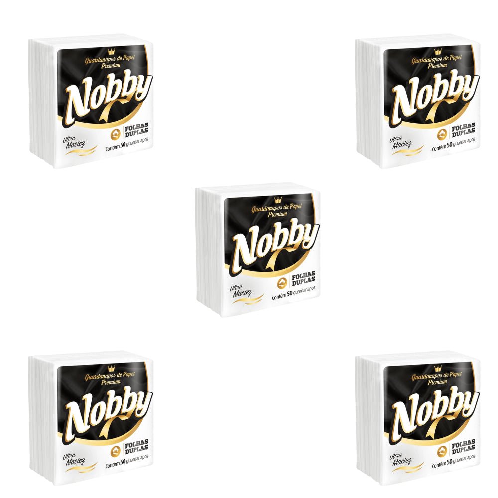 Kit 5 Pacotes de Guardanapo 21x22 Folha Dupla Nobby pacote com 50 folhas - e - dona
