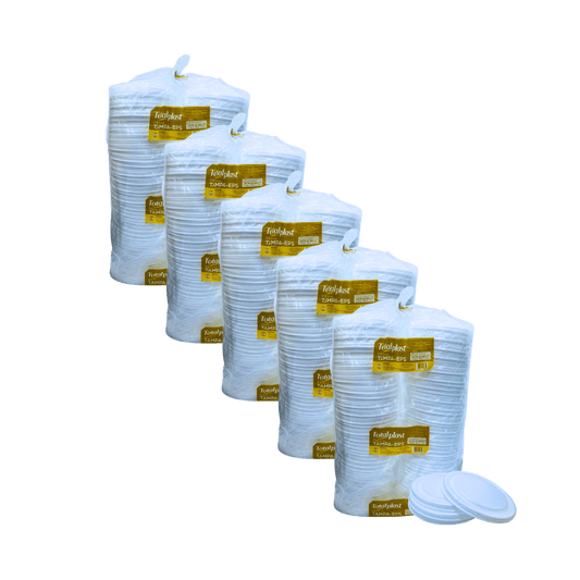 Kit 5 Pacotes de Tampa Marmitex Isopor TOTALPLAST – 50 Unidades Cada - e - dona