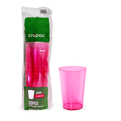Kit 6 Pacotes Copo de Acrílico 300ml Cropac Neon - e - dona