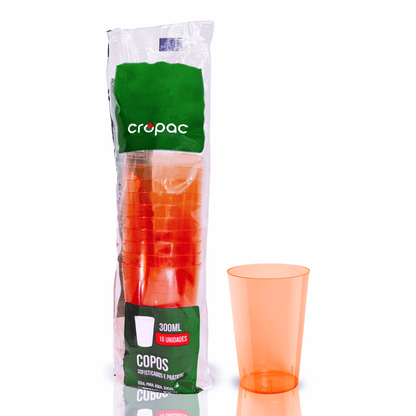Kit 6 Pacotes Copo de Acrílico 300ml Cropac Neon - e - dona