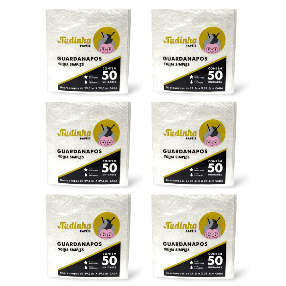 Kit 6 Pacotes de Guardanapo 29,5x29,5cm folha simples Vó tudinha com 50 folhas - e - dona