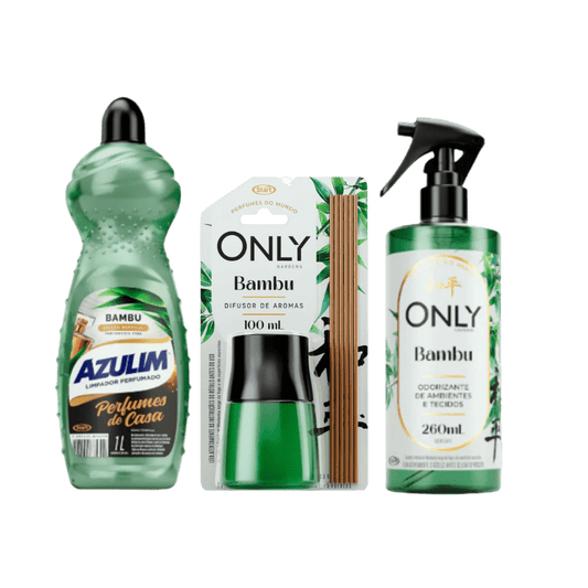 Kit Azulim – Limpador 1 Litro + Difusor 100ml + Odorizador 260ml – Bambu - e - dona