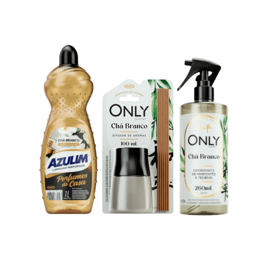Kit Azulim – Limpador 1L + Difusor 100ml + Odorizador 260ml – Chá Branco - e - dona