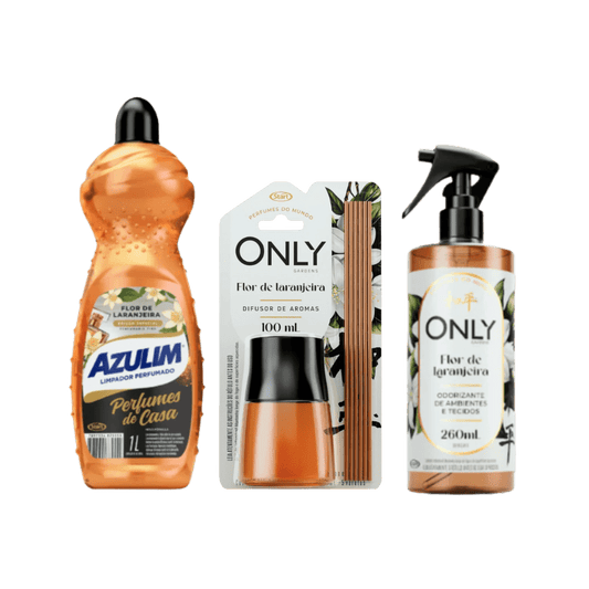 Kit Azulim – Limpador 1L + Difusor 100ml + Odorizador 260ml – Flor de Laranjeira - e - dona