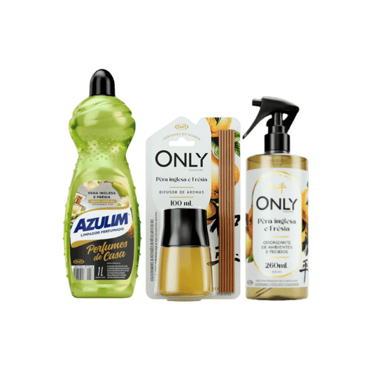 Kit Azulim – Limpador 1L + Difusor 100ml + Odorizador 260ml – Pera Inglesa com Frésia - e - dona