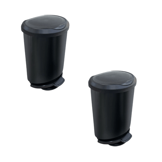 Kit com 2 Lixeiras 45L Pretas com Pedal e Trava - e - dona