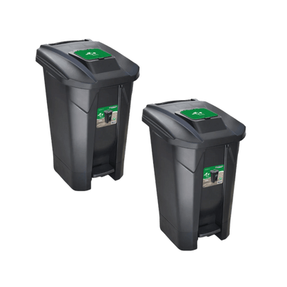 Kit com 2 Lixeiras 60L com Pedal, Rodízio e Tampa Click - e - dona
