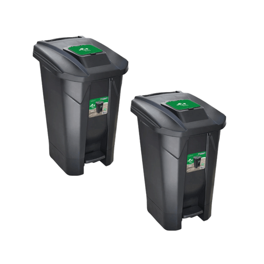 Kit com 2 Lixeiras 60L com Pedal, Rodízio e Tampa Click - e - dona
