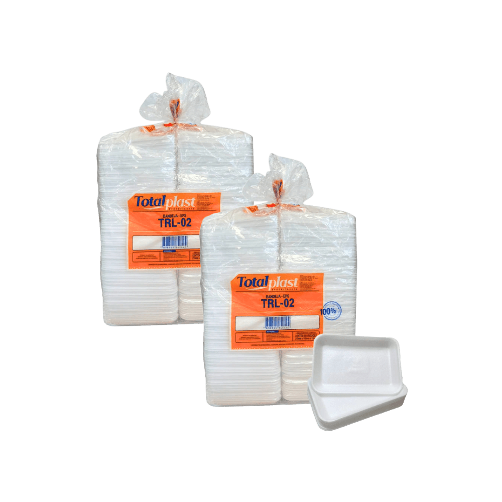 Kit Com 2 Pacotes Bandeja Rasa Isopor TRL - 02 Totalplast c/400 Unidades Cada - e - dona