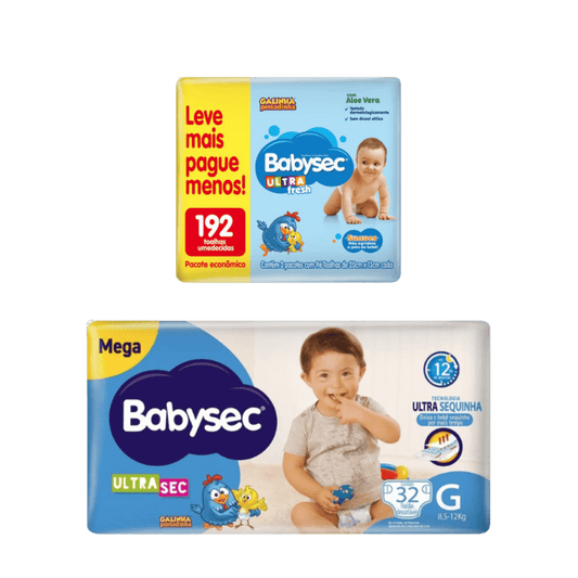 Kit com 2 Pacotes de Fralda Babysec Ultra Mega G com 32 Unidades - e - dona