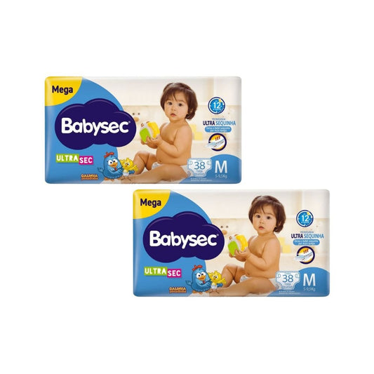 Kit com 2 Pacotes de Fralda Babysec Ultra Mega M com 38 Unidades - e - dona