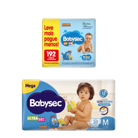 Kit com 2 Pacotes de Fralda Babysec Ultra Mega M com 38 Unidades - e - dona