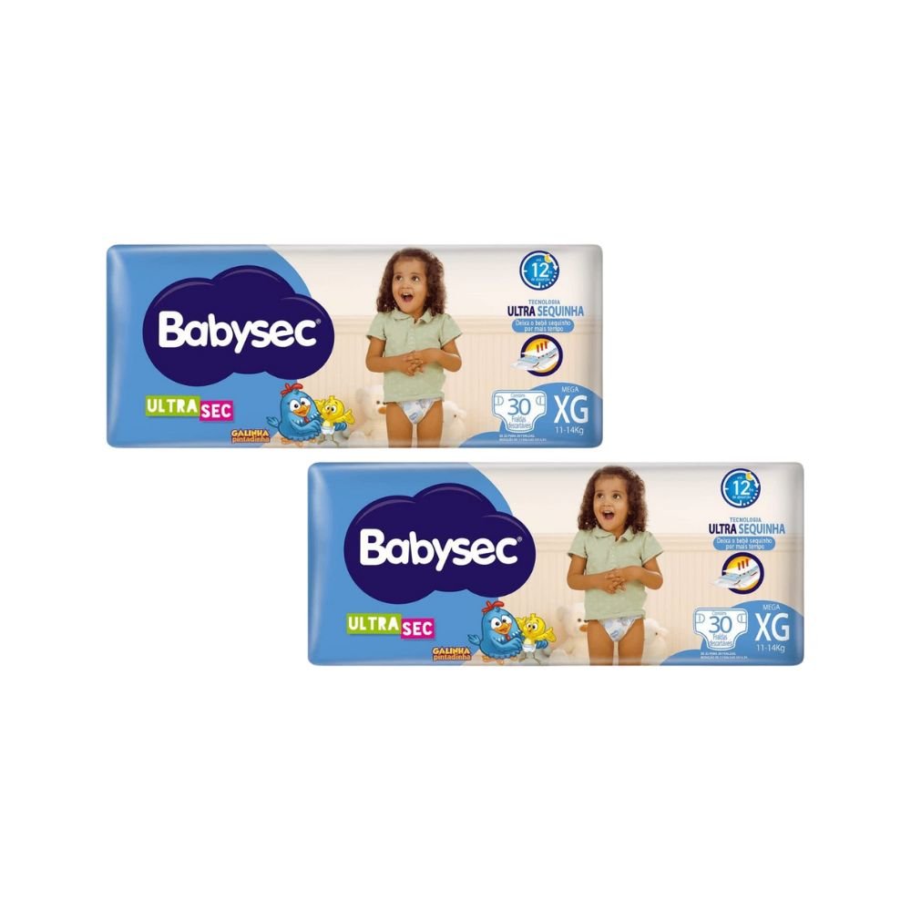 Kit com 2 Pacotes de Fralda Babysec Ultra Mega XG com 30 Unidades - e - dona