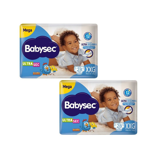 Kit com 2 Pacotes de Fralda Babysec Ultra Mega XXG com 28 Unidades - e - dona
