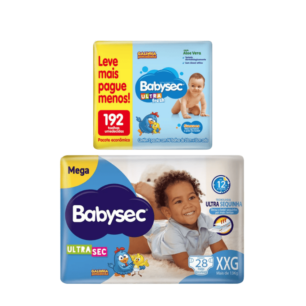 Kit com 2 Pacotes de Fralda Babysec Ultra Mega XXG com 28 Unidades - e - dona