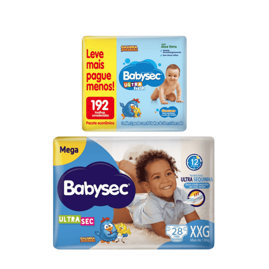Kit com 2 Pacotes de Fralda Babysec Ultra Mega XXG com 28 Unidades - e - dona