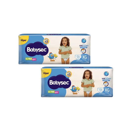 Kit com 2 Pacotes de Fralda Babysec Ultra XG com 56 Unidades - e - dona