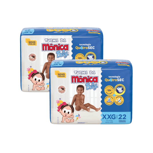 Kit com 2 Pacotes de Fralda Turma da Mônica Econômica XXG – 22 Unidades Cada - e - dona