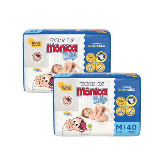 Kit com 2 Pacotes de Fralda Turma da Mônica M – 40 Unidades Cada - e - dona