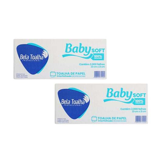 Kit com 2 Pacotes de Papel Interfolha 100% celulose 23x21cm 2 dobras folha simples Baby com 2.000 folhas - e - dona