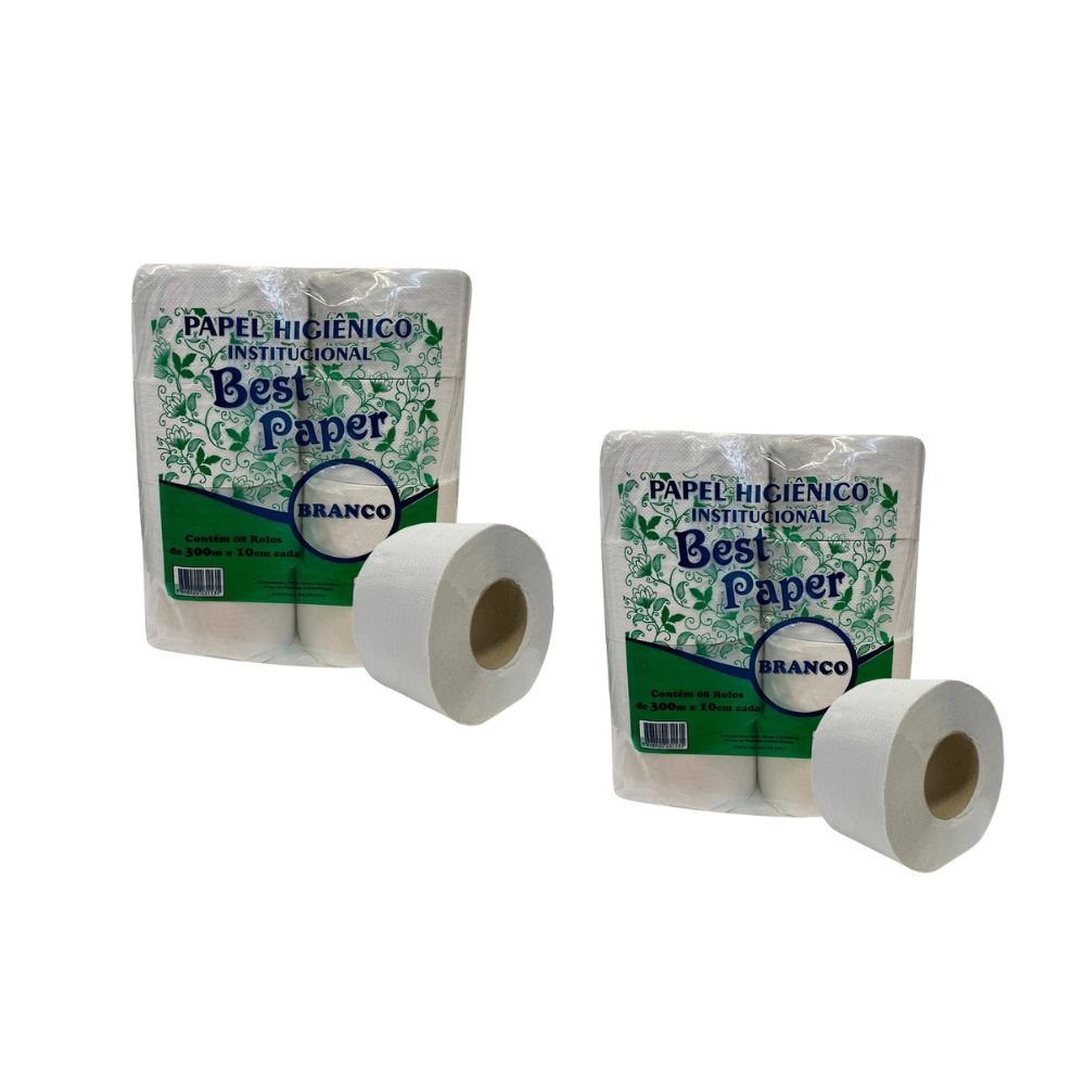 Kit com 2 Rolos de Papel Higiênico Rolão BestPaper Branco Folha Simples - e - dona