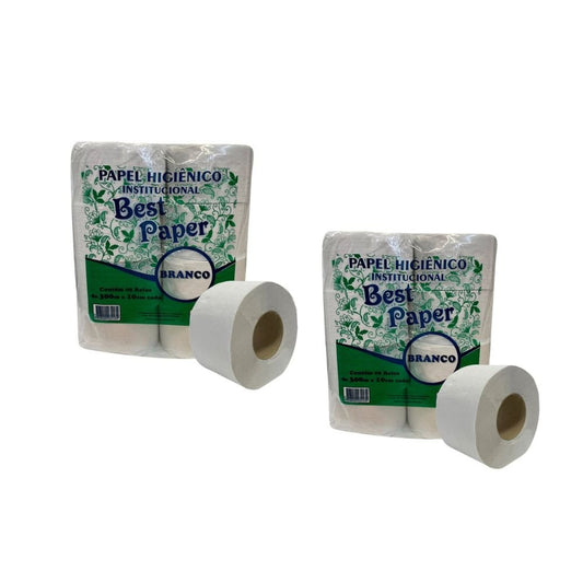 Kit com 2 Rolos de Papel Higiênico Rolão BestPaper Branco Folha Simples - e - dona