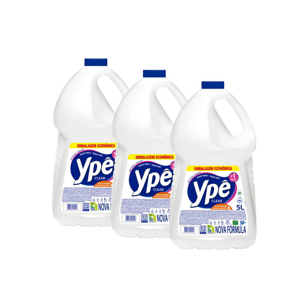Kit com 3 Detergentes Clear Ypê 5 Litros - e - dona