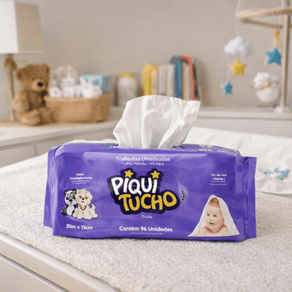 Kit com 3 Lenços Umedecidos Piquitucho Pratic - e - dona