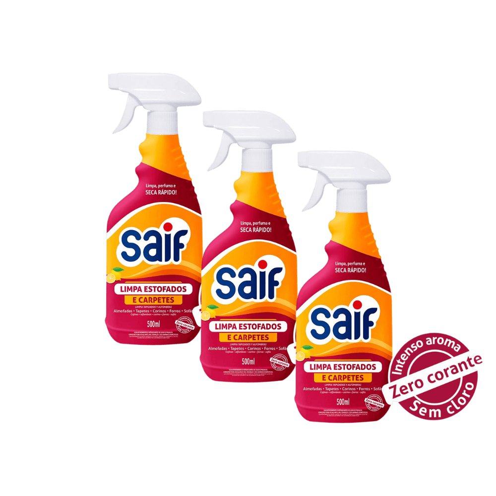 Kit com 3 Limpa Estofados 500ml Saif Spray - e - dona