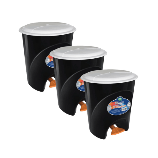 Kit com 3 Lixeiras Fechadas com Pedal 12L - e - dona