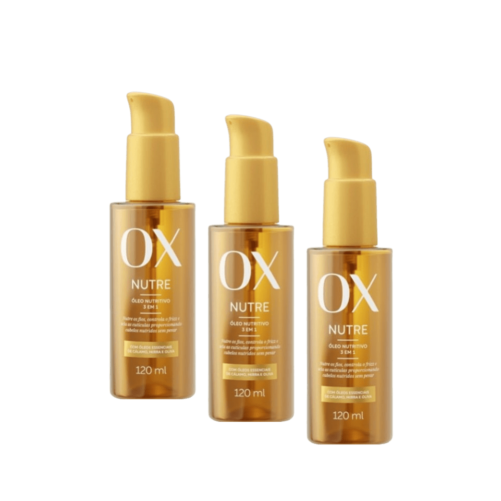 Kit com 3 Óleos Capilares OX Nutre 120ml - e - dona