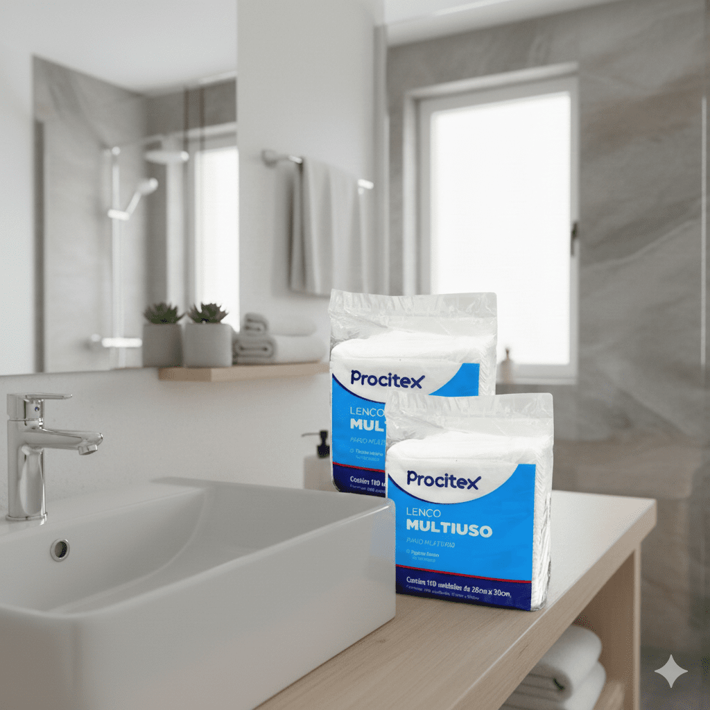 Kit com 3 Pacotes de Lenço para Banho Procitex – 100 Unidades Cada - e - dona