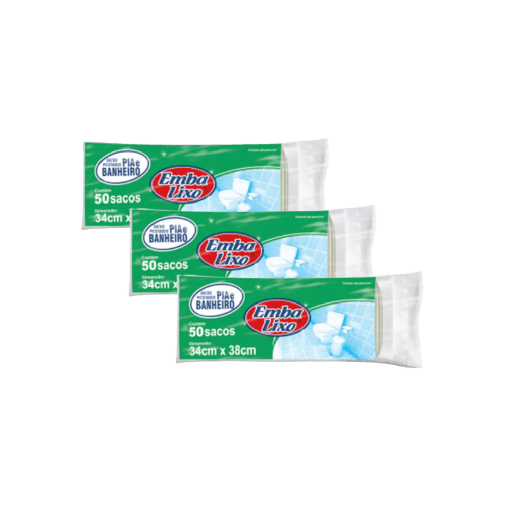 Kit com 3 Pacotes de Sacos de Lixo 34x38cm para Pia/Banho - e - dona