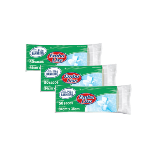 Kit com 3 Pacotes de Sacos de Lixo 34x38cm para Pia/Banho - e - dona