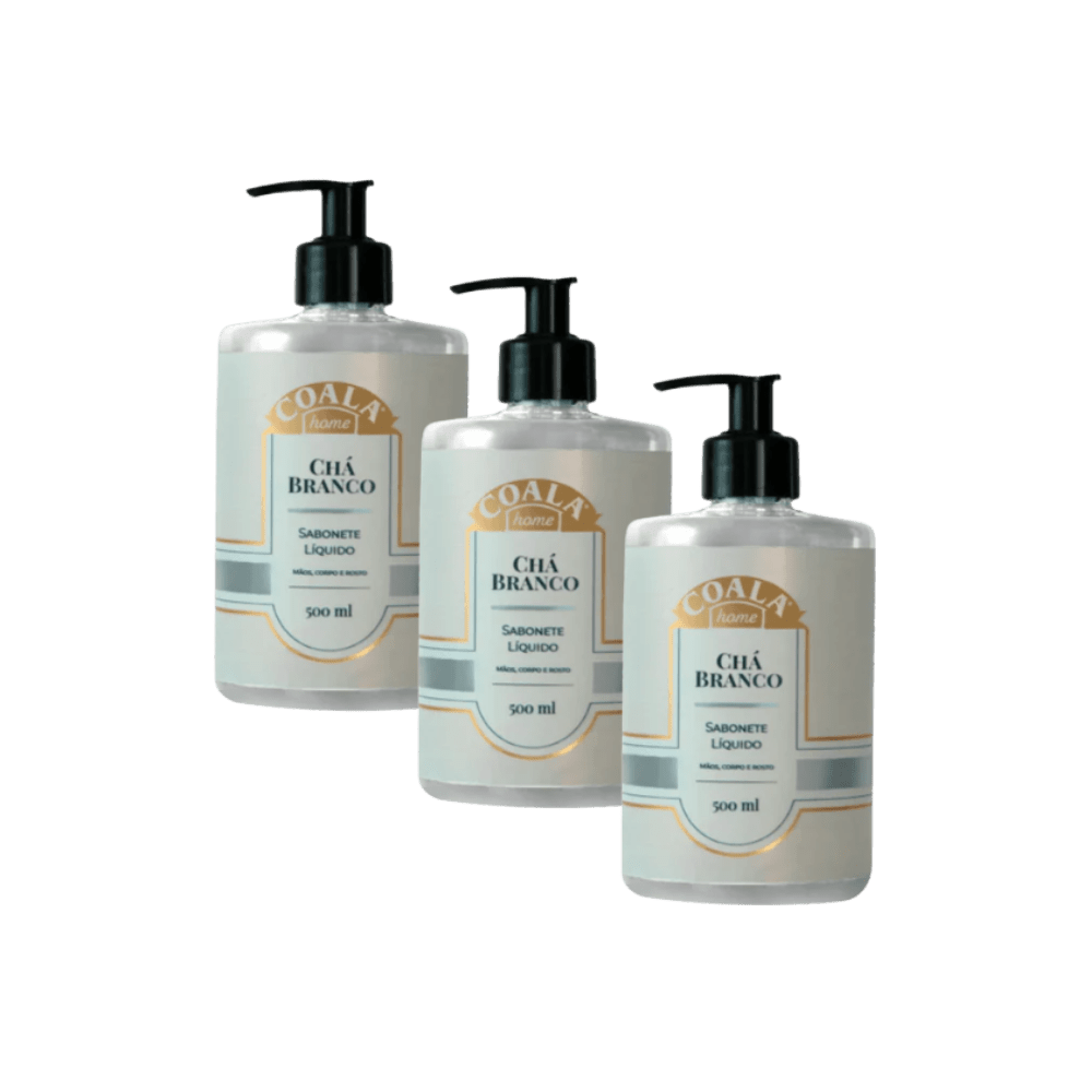 Kit com 3 Sabonetes Líquidos 500ml Chá Branco Coala - e - dona