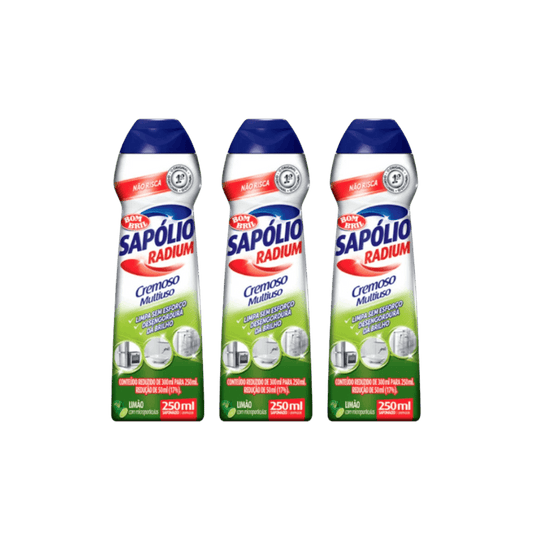 Kit com 3 Saponáceos Cremosos 250ml Limão Sapólio - e - dona