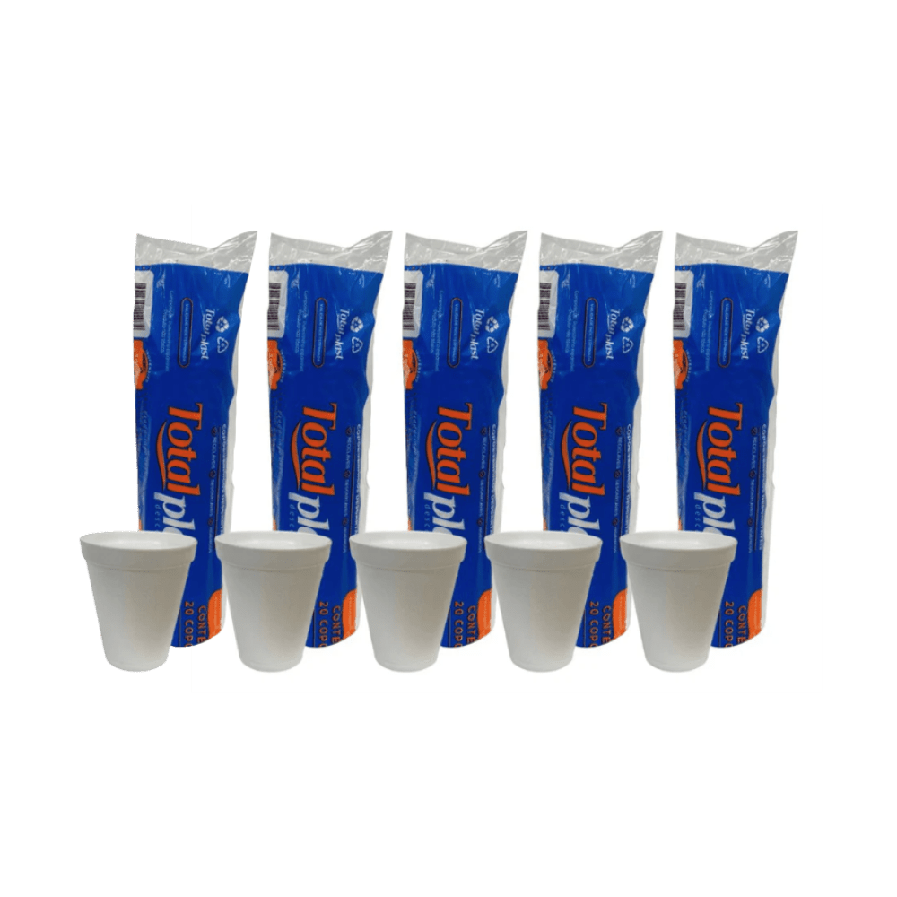 Kit com 5 Pacotes de Copos de Isopor 240ml Totalplast - e - dona
