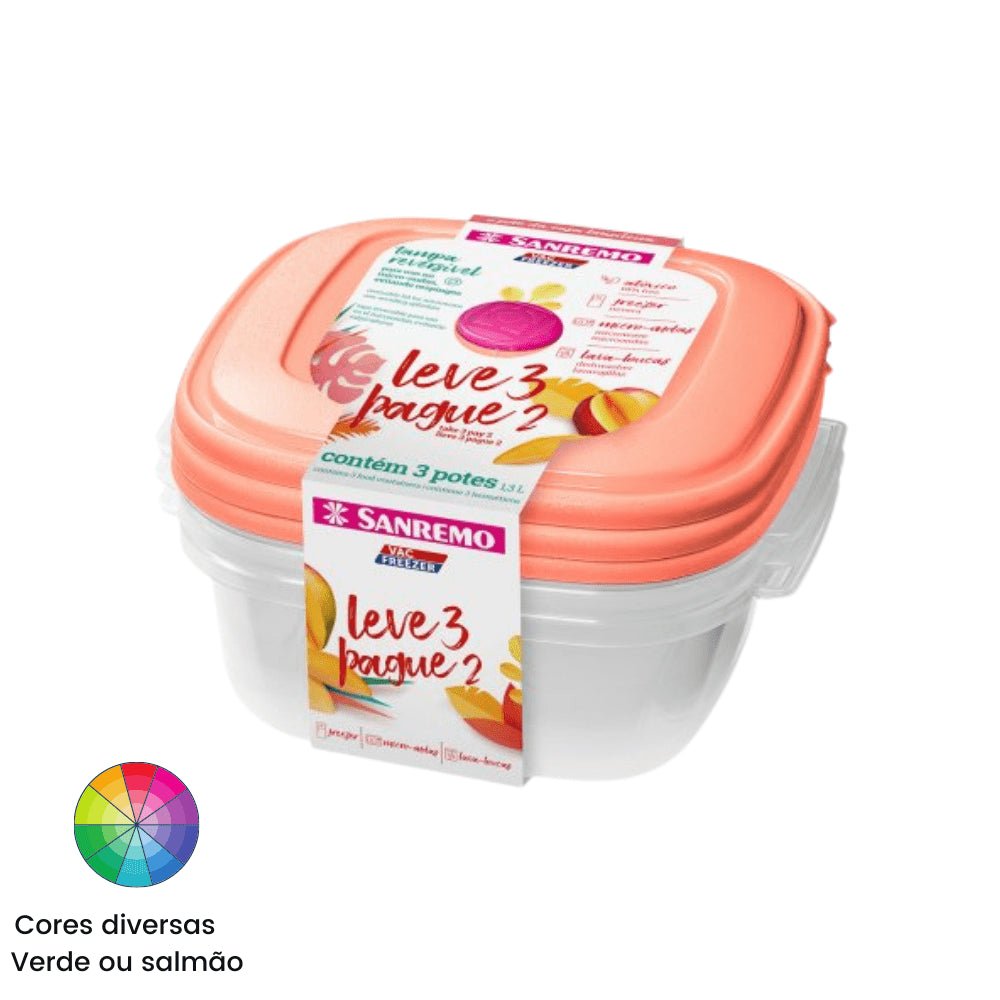 Kit com potes sanremo Leve 3 pague 2 cores diversas - e - dona